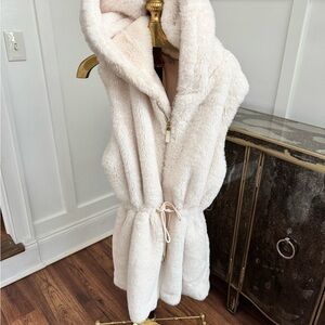 Charlie Paige Cream Teddy Jacket Oversized Shawl Collar